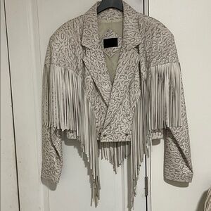 Mario Serrani Textured Fringe leather jacket